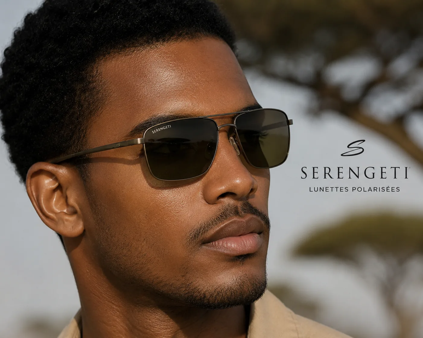 Cliente portant les lunettes Serengeti